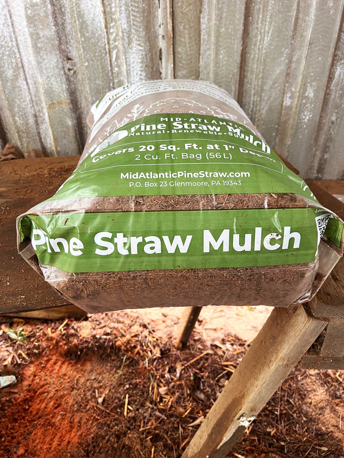 Bottom of Shredded Pine Straw in a Bag