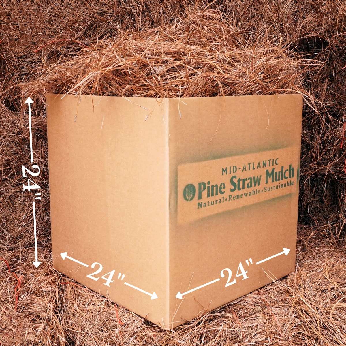 Longleaf Pine Straw Mulch Delivery - Extra Large Box (24